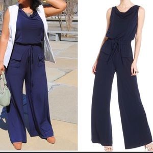 Vince Camuto Navy Blue Drawstring Waist Jumpsuit Romper Size 2X